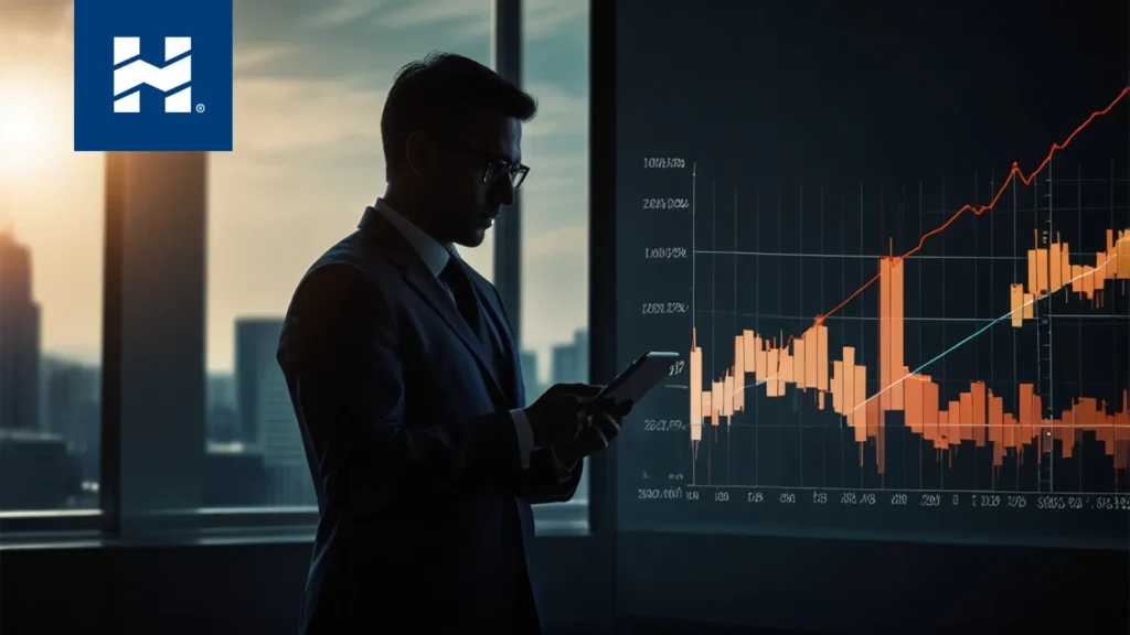 Plataforma de trading; hombre visualizando el rendimiento de algunas inversiones